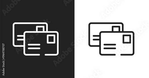 Postal icon. Linear black, white icon from mail collection. Outline postal vector. Thin line symbol isolated on white and black background