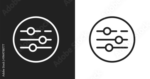 Sound setting icon. Linear black, white icon from mobile network collection. Outline sound setting vector. Thin line symbol isolated on white and black background