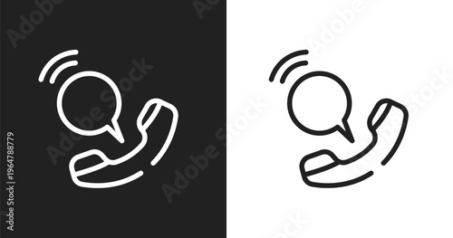 Voip icon. Linear black, white icon from mobile network collection. Outline voip vector. Thin line symbol isolated on white and black background