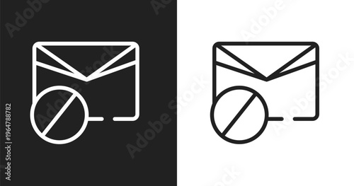 Spam icon. Linear black, white icon from email collection. Outline spam vector. Thin line symbol isolated on white and black background