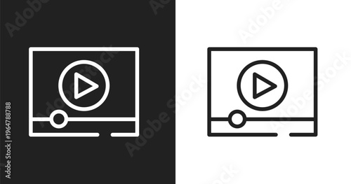 Video stream icon. Linear black, white icon from mobile network collection. Outline video stream vector. Thin line symbol isolated on white and black background