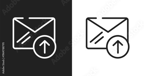 Outgoing icon. Linear black, white icon from post office collection. Outline outgoing vector. Thin line symbol isolated on white and black background