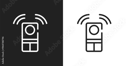 Remote icon. Linear black, white icon from mobile network collection. Outline remote vector. Thin line symbol isolated on white and black background