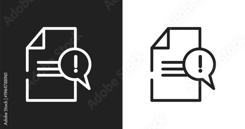 Complaint icon. Linear black, white icon from customer reviews collection. Outline complaint vector. Thin line symbol isolated on white and black background