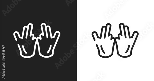 Sign language icon. Linear black, white icon from communition collection. Outline sign language vector. Thin line symbol isolated on white and black background