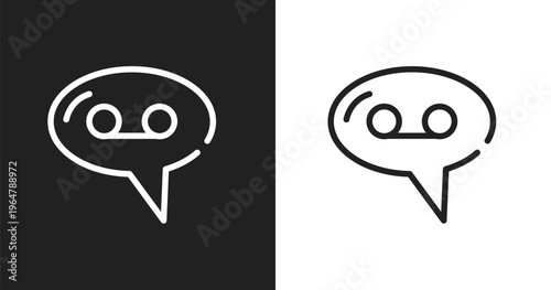 Voice message icon. Linear black, white icon from communition collection. Outline voice message vector. Thin line symbol isolated on white and black background
