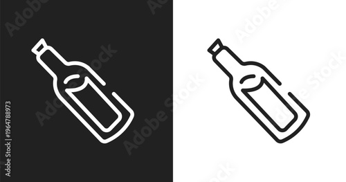 Message in a bottle icon. Linear black, white icon from communition collection. Outline message in a bottle vector. Thin line symbol isolated on white and black background