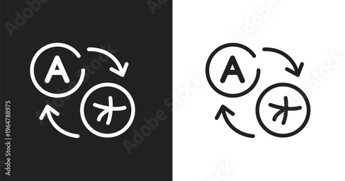 Translator icon. Linear black, white icon from communition collection. Outline translator vector. Thin line symbol isolated on white and black background