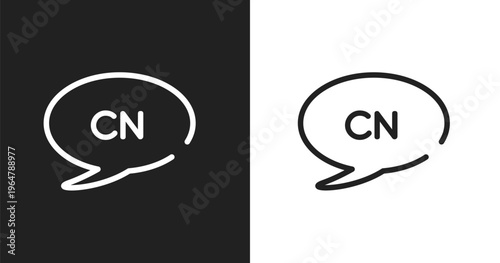Chinese language icon. Linear black, white icon from communition collection. Outline chinese language vector. Thin line symbol isolated on white and black background