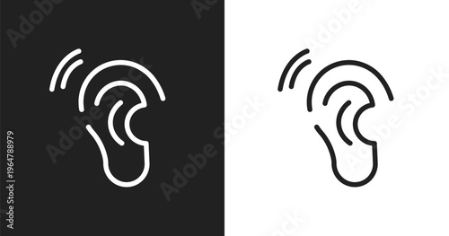 Hear icon. Linear black, white icon from communition collection. Outline hear vector. Thin line symbol isolated on white and black background