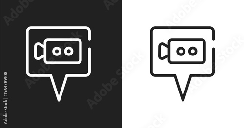 Video call icon. Linear black, white icon from mobile and telephone collection. Outline video call vector. Thin line symbol isolated on white and black background