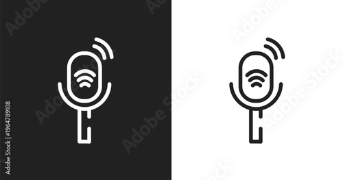 Listener icon. Linear black, white icon from radio collection. Outline listener vector. Thin line symbol isolated on white and black background