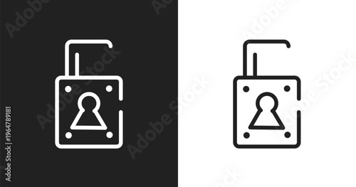 Unlocked icon. Linear black, white icon from responsive design collection. Outline unlocked vector. Thin line symbol isolated on white and black background