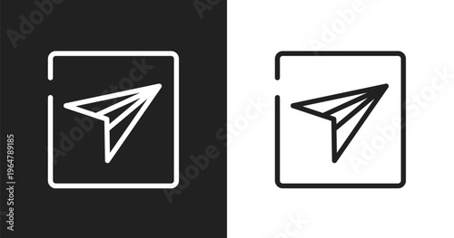 Send message icon. Linear black, white icon from mail collection. Outline send message vector. Thin line symbol isolated on white and black background
