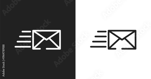 Express mail icon. Linear black, white icon from post office collection. Outline express mail vector. Thin line symbol isolated on white and black background