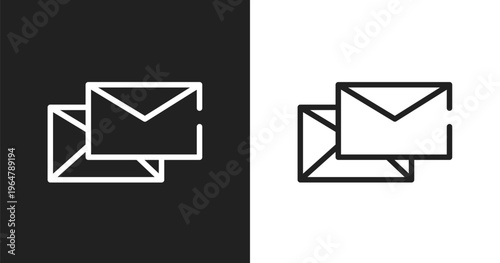 Letters icon. Linear black, white icon from post office collection. Outline letters vector. Thin line symbol isolated on white and black background