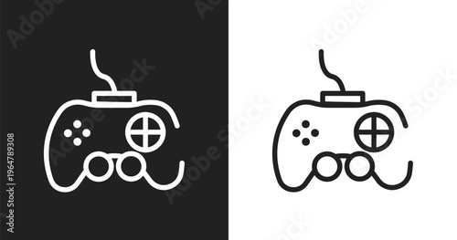 Joypad icon. Linear black, white icon from smartphone applications collection. Outline joypad vector. Thin line symbol isolated on white and black background