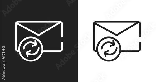 Resend icon. Linear black, white icon from contact us collection. Outline resend vector. Thin line symbol isolated on white and black background