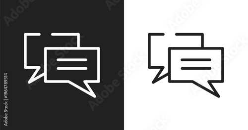 Messaging icon. Linear black, white icon from contact us collection. Outline messaging vector. Thin line symbol isolated on white and black background