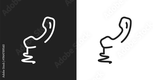 Telephone auricular with cable icon. Linear black, white icon from phone icons collection. Outline telephone auricular with cable icon vector. Thin line symbol for use on web and mobile apps, logo,