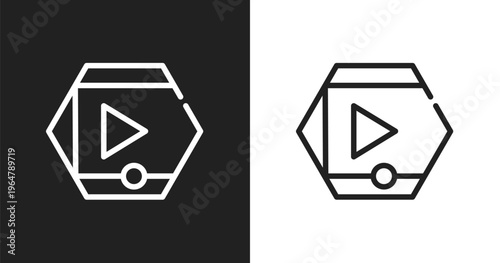 Movie player icon. Linear black, white icon from cinema collection. Outline movie player vector. Thin line symbol isolated on white and black background