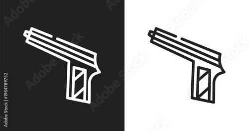 Hitman icon. Linear black, white icon from cinema collection. Outline hitman vector. Thin line symbol isolated on white and black background
