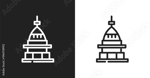 Mole antonelliana in turin icon. Linear black, white icon from cinema collection. Outline mole antonelliana in turin vector. Thin line symbol isolated on white and black background
