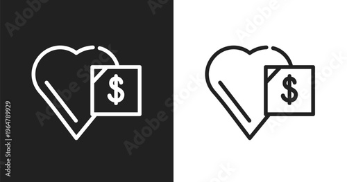 Donate icon. Linear black, white icon from charity collection. Outline donate vector. Thin line symbol isolated on white and black background