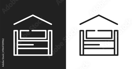 Shelter beds icon. Linear black, white icon from charity collection. Outline shelter beds vector. Thin line symbol isolated on white and black background