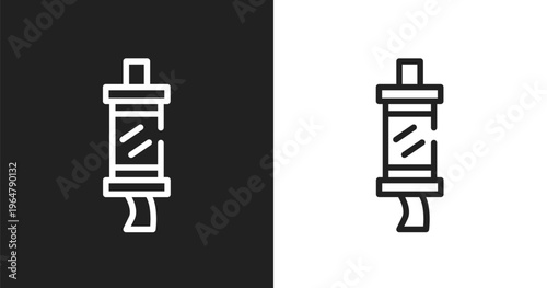 Car silencer icon. Linear black, white icon from car parts collection. Outline car silencer vector. Thin line symbol isolated on white and black background