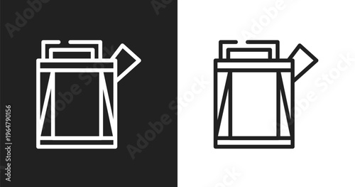 Car petrol tank icon. Linear black, white icon from car parts collection. Outline car petrol tank vector. Thin line symbol isolated on white and black background