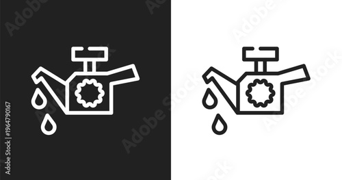 Car oil pump icon. Linear black, white icon from car parts collection. Outline car oil pump vector. Thin line symbol isolated on white and black background