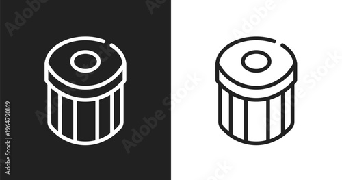 Car oil filter icon. Linear black, white icon from car parts collection. Outline car oil filter vector. Thin line symbol isolated on white and black background