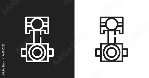 Car connecting rod icon. Linear black, white icon from car parts collection. Outline car connecting rod vector. Thin line symbol isolated on white and black background