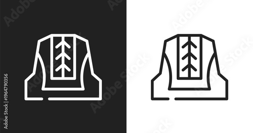 Car cowl icon. Linear black, white icon from car parts collection. Outline car cowl vector. Thin line symbol isolated on white and black background