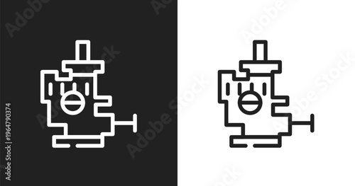 Car choke icon. Linear black, white icon from car parts collection. Outline car choke vector. Thin line symbol isolated on white and black background