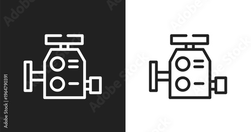 Car carburettor icon. Linear black, white icon from car parts collection. Outline car carburettor vector. Thin line symbol isolated on white and black background