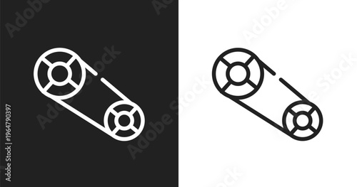 Car camshaft icon. Linear black, white icon from car parts collection. Outline car camshaft vector. Thin line symbol isolated on white and black background