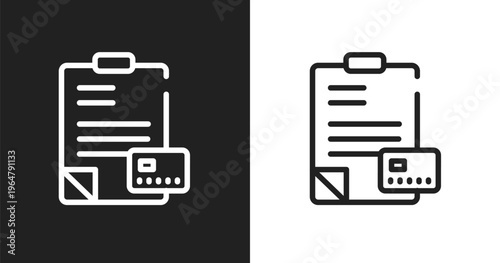 Credit report icon. Linear black, white icon from general collection. Outline credit report vector. Thin line symbol isolated on white and black background