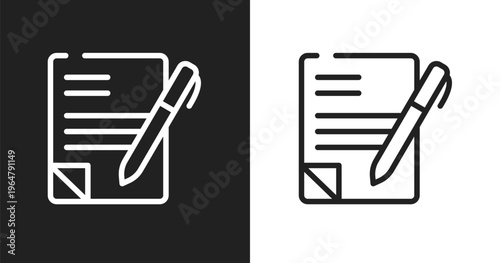 Copywriting icon. Linear black, white icon from general collection. Outline copywriting vector. Thin line symbol isolated on white and black background