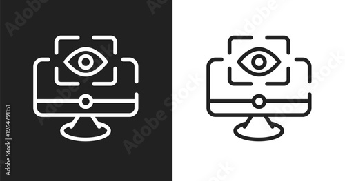 Computer vision icon. Linear black, white icon from general collection. Outline computer vision vector. Thin line symbol isolated on white and black background