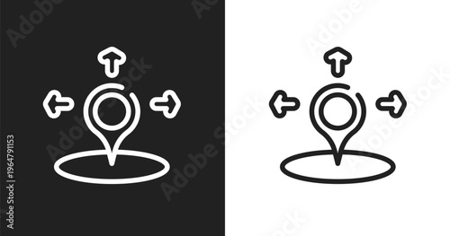 Coordinate icon. Linear black, white icon from general collection. Outline coordinate vector. Thin line symbol isolated on white and black background