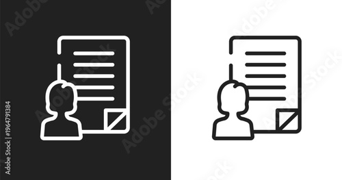Agent script icon. Linear black, white icon from general collection. Outline agent script vector. Thin line symbol isolated on white and black background
