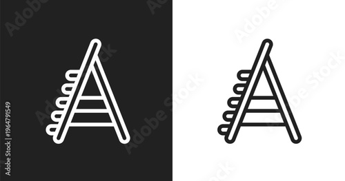 Stepladder icon. Linear black, white icon from general collection. Outline stepladder vector. Thin line symbol isolated on white and black background
