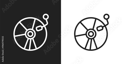 Cd record icon. Linear black, white icon from general collection. Outline cd record vector. Thin line symbol isolated on white and black background