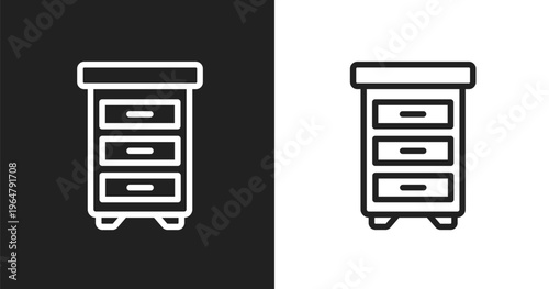 Office cabinet icon. Linear black, white icon from general collection. Outline office cabinet vector. Thin line symbol isolated on white and black background