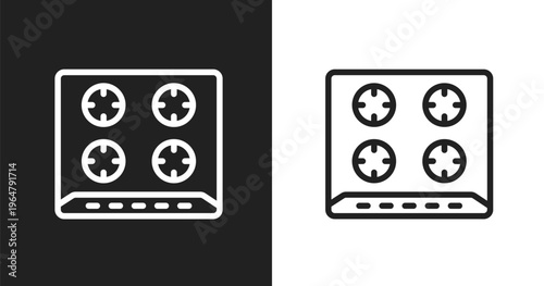 Hob icon. Linear black, white icon from general collection. Outline hob vector. Thin line symbol isolated on white and black background