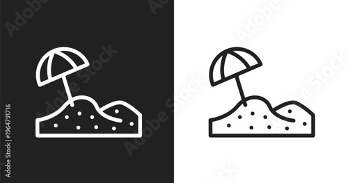 Sand icon. Linear black, white icon from general collection. Outline sand vector. Thin line symbol isolated on white and black background
