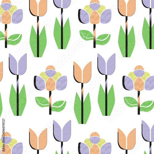 Nahtloses Blumenmuster als Vektorgrafik mit Tulpen