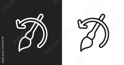 Brush history icon. Linear black, white icon from general collection. Outline brush history vector. Thin line symbol isolated on white and black background